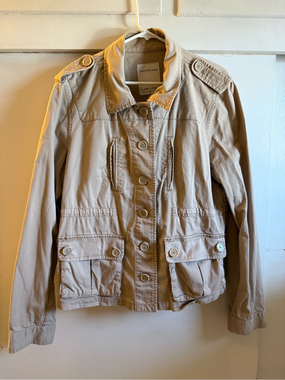Calvin Klein Jeans Beige Utility Button-Front Jacket